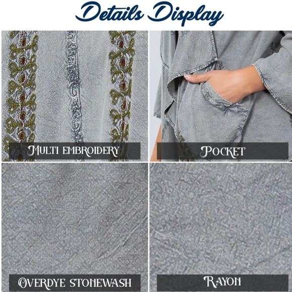 #114 NWT Young Threads Bohemian Elegance Stonewashed Rayon Kimono Woman Size XL - Picture 12 of 12